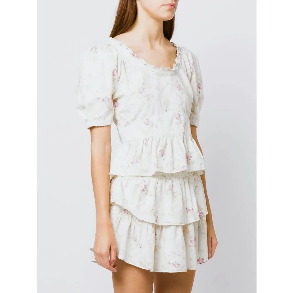 NEW LoveShackFancy Women’s S Tayshia Pink Parasail Blouse